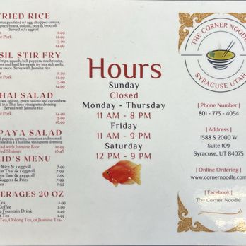 The Corner Noodle - Menu 2 April 2024 - Thai Near Me - Syracuse, Utah The Corner Noodle - Menu 2 April 2024 - Thai Near Me - Syracuse, Utah
