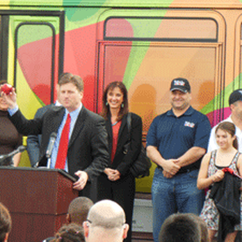 Peddler's Son Produce - Ted & Joe, along with Mayor Greg Stanton at debut of the Fresh Express. - Fruits & Veggies Near Me - Phoenix, Arizona