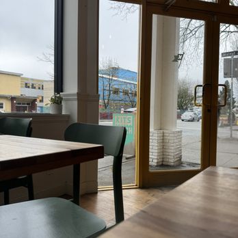Kits Beach Coffee - Inside look looking out from table area - Coffee & Tea Near Me - Vancouver, British Columbia