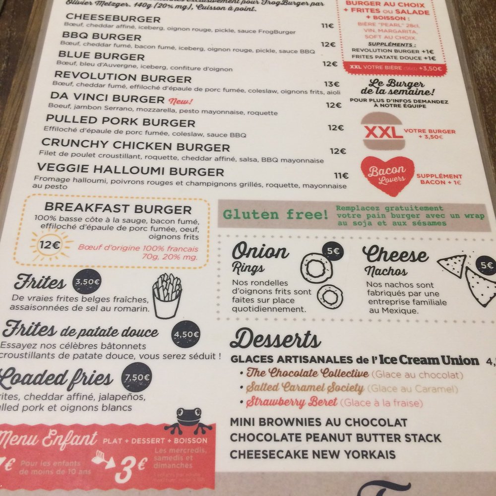 Frog Burger - Burger menu - Burgers Near Me - Paris, 75 Frog Burger - Burger menu - Burgers Near Me - Paris, 75