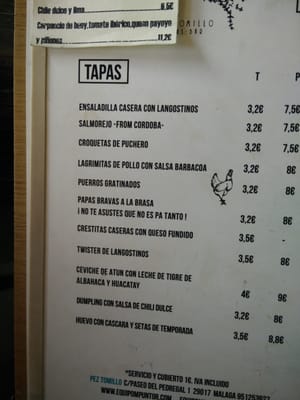 Menu photo 4 Pez Tomillo Málaga, MA