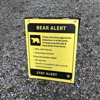 Lynn Headwaters Regional Park - Bear alert sign~ - Parks Near Me - North Vancouver, British Columbia Lynn Headwaters Regional Park - Bear alert sign~ - Parks Near Me - North Vancouver, British Columbia