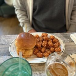 Scout & Scholar Brewing - Fish sandwich with tots