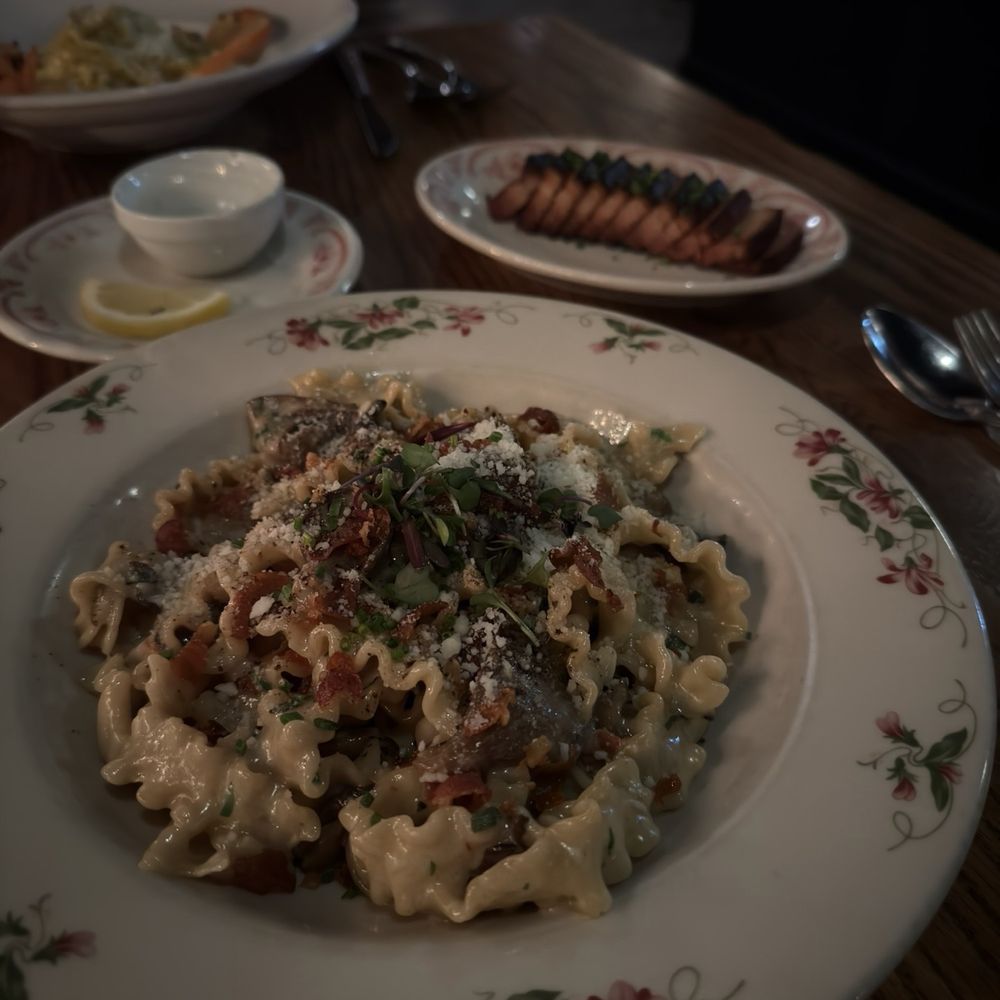 Avoli Osteria - Mushroom mafaldine with pork belly - Italian Near Me - Omaha, Nebraska