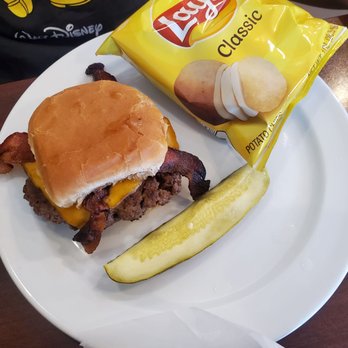 Goodfella's Pizza - Bacon cheddar burger w/ side of chips - Pizza Near Me - Henryville, Indiana Goodfella's Pizza - Bacon cheddar burger w/ side of chips - Pizza Near Me - Henryville, Indiana