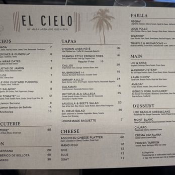 El Cielo - Menu - Tapas Bars Near Me - Honolulu, Hawaii