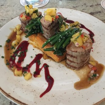 Scout - Pork tenderloin relished with a mango salsa. Two delicious sides of a cool green bean salad and sweet potato au gratin. WOW!! - Bars Near Me - Decatur, Georgia Scout - Pork tenderloin relished with a mango salsa. Two delicious sides of a cool green bean salad and sweet potato au gratin. WOW!! - Bars Near Me - Decatur, Georgia