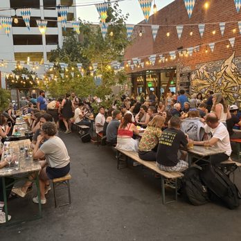 Lovely's - Full shot of patio, bar is over on the right - Burgers Near Me - Oakland, California Lovely's - Full shot of patio, bar is over on the right - Burgers Near Me - Oakland, California