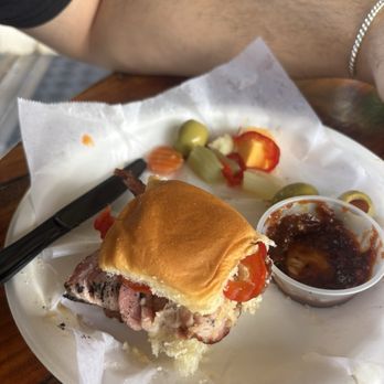 Power House - Hawaiian Pig Biscuits (half eaten) - New American Near Me - Oklahoma City, Oklahoma Power House - Hawaiian Pig Biscuits (half eaten) - New American Near Me - Oklahoma City, Oklahoma