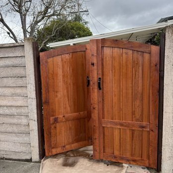 Marquez Fencing - New double gate after staining - Fences & Gates Near Me - Fremont, California Marquez Fencing - New double gate after staining - Fences & Gates Near Me - Fremont, California