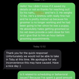 Text I received the following morning after I booked an appointment online. Very disappointed.