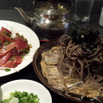 Gombei - Ahi poke & cold soba noodles on ice. The prettiest display of cold soba I've seen so far! - Japanese Near Me - San Jose, California