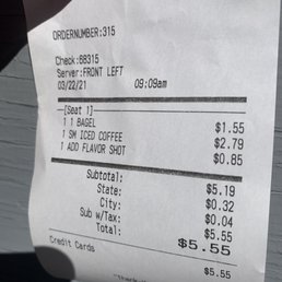 a receipt for coffee a receipt for coffee