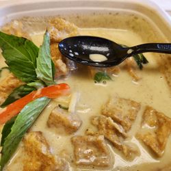 Small spoon and small dish but eco friendly. I asked for veggie curry.