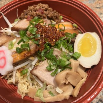 Nippon Cha - Spicy Miso Ramen Seasonal Special prior to adding the broth... it's delivered deconstructed for obvious reasons. - Japanese Near Me - Bayside, New York
