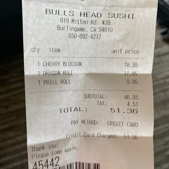 BullsHead Express - Copy of my bill - Burgers Near Me - Burlingame, California BullsHead Express - Copy of my bill - Burgers Near Me - Burlingame, California
