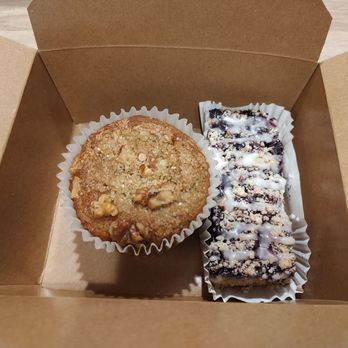 Elder + Oat - Banana nut muffin and blueberry granola bar. - Coffee & Tea Near Me - West Dundee, Illinois Elder + Oat - Banana nut muffin and blueberry granola bar. - Coffee & Tea Near Me - West Dundee, Illinois