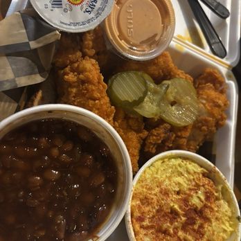 Prince's Hot Chicken - chicken tenders, baked beans, potato salad - Southern Near Me - Nashville, Tennessee Prince's Hot Chicken - chicken tenders, baked beans, potato salad - Southern Near Me - Nashville, Tennessee