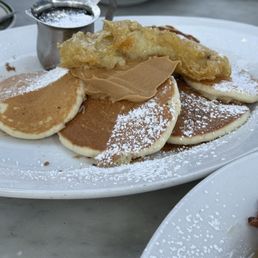 Silver Dollar Pancakes- Peanut Butter with fried banana