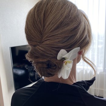 Meg O'Hare Beauty - Updo by Meg for my wedding day, includes an orchid from my bouquet - Makeup Artists Near Me
