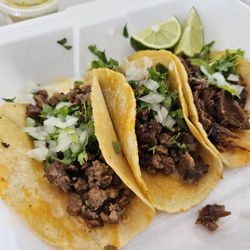 Taco Mobile - 2 steak tacos, 1 Barbacoa taco, both delicious