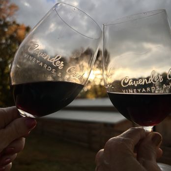 Cavender Creek Vineyards - Sun setting with our glasses of Cabernet Franc - Wineries Near Me - Dahlonega, Georgia Cavender Creek Vineyards - Sun setting with our glasses of Cabernet Franc - Wineries Near Me - Dahlonega, Georgia
