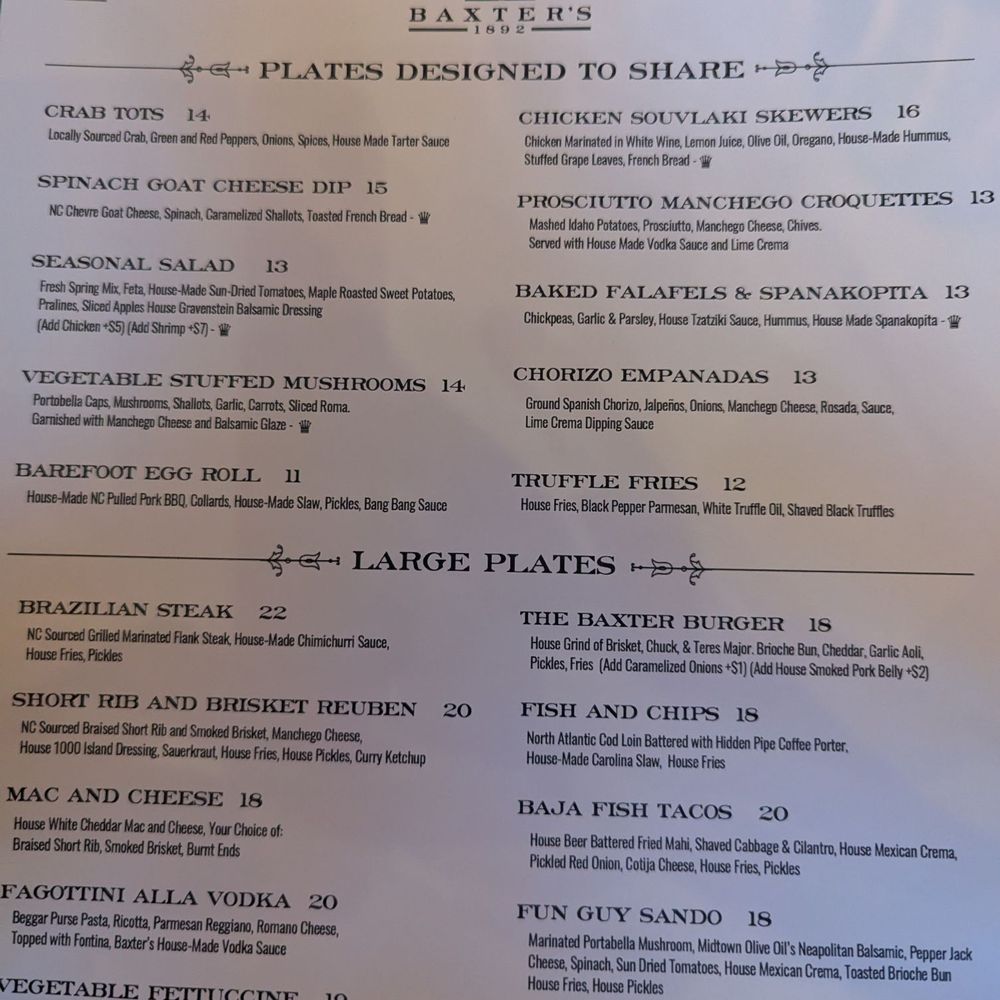 Baxter’s 1892 - Menu - Music Venues Near Me - New Bern, North Carolina Baxter’s 1892 - Menu - Music Venues Near Me - New Bern, North Carolina