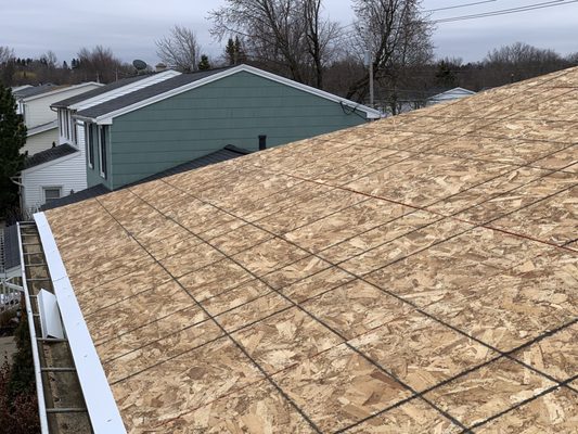 Roof rebuild - This project was more involved than usual. It was a low slope roof that needed to have new rafter along with fascia board and trim. New decking was installed over new rafters and along with a low slope EPDM commercial membraine. Gutter was reinstalled over new fascia board and trim. Roof rebuild - This project was more involved than usual. It was a low slope roof that needed to have new rafter along with fascia board and trim. New decking was installed over new rafters and along with a low slope EPDM commercial membraine. Gutter was reinstalled over new fascia board and trim.