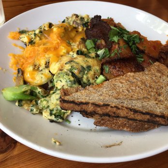 Marigold Kitchen - Special: veggie scramble with cheddar cheese, marigold potatoes and wheat toast - Breakfast & Brunch Near Me - Madison, Wisconsin