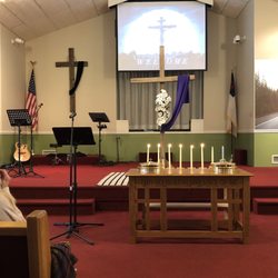 Cumberland Christian Church - Sanctuary decorated for Good Friday Service