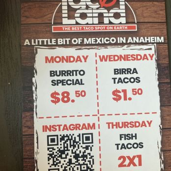 Taco Land - Flyer - Tacos Near Me - Anaheim, California