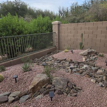 Greenheart Landscapes - Closer look at details of mounds, small boulders, dry creek and plants. - Landscaping Near Me - Tempe, Arizona Greenheart Landscapes - Closer look at details of mounds, small boulders, dry creek and plants. - Landscaping Near Me - Tempe, Arizona