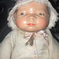 Dog & Duck Antiques and Gifts - Grace Putnam composition Bye-lo baby in vintage sleeping gown