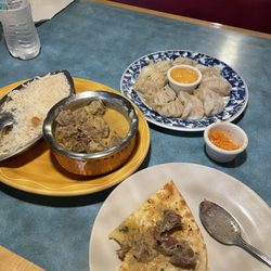 Kathmandu Kitchen & Grill - lamb cashew curry and momos (momo dip is more of a tomato sauce)