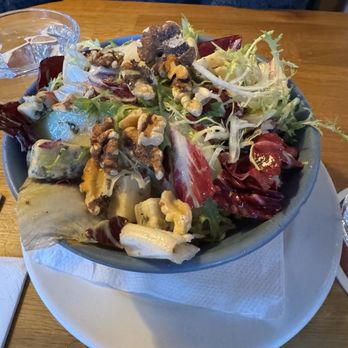 The Boxty House - Frisée salad with pears and Cashel blue cheese - Irish Near Me - Dublin, D The Boxty House - Frisée salad with pears and Cashel blue cheese - Irish Near Me - Dublin, D