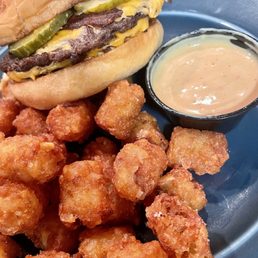Double with bacon and egg  Tots