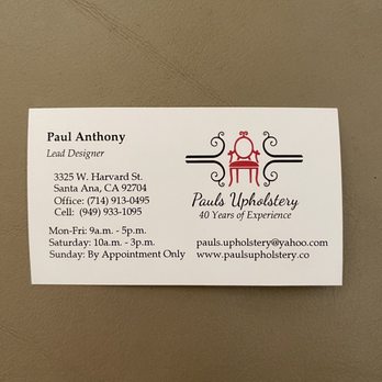 Paul's Upholstery - Paul's Upholstery in Santa Ana, California - Furniture Reupholstery Near Me - Santa Ana, California