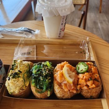 Rice Theory - Inari combo with soy milk - Japanese Near Me - Sacramento, California Rice Theory - Inari combo with soy milk - Japanese Near Me - Sacramento, California