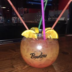 Bowlero Fresno - Dunk Tank; Bacardi, Black, Silver, Coconut, Amaretto & Juice. Good Night