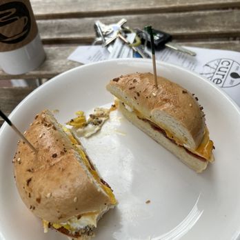 Cure Coffeehouse - Bacon egg and cheese on a barely anything bagel. - Coffee & Tea Near Me - Norfolk, Virginia Cure Coffeehouse - Bacon egg and cheese on a barely anything bagel. - Coffee & Tea Near Me - Norfolk, Virginia