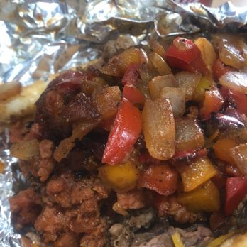 Napkins BBQ - Tri-tip/Hotlink cheese. Bell pepper. Onions and Bbq - Barbeque Near Me - Traver, California Napkins BBQ - Tri-tip/Hotlink cheese. Bell pepper. Onions and Bbq - Barbeque Near Me - Traver, California