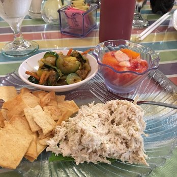 Magnolia On Main - Chicken salad plate with grilled veggies & frozen fruit cup. - New American Near Me - Bennettsville, South Carolina Magnolia On Main - Chicken salad plate with grilled veggies & frozen fruit cup. - New American Near Me - Bennettsville, South Carolina