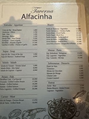 Menu photo 3 Taverna Alfacinha Lisbon, 11 Menu photo 3 Taverna Alfacinha Lisbon, 11