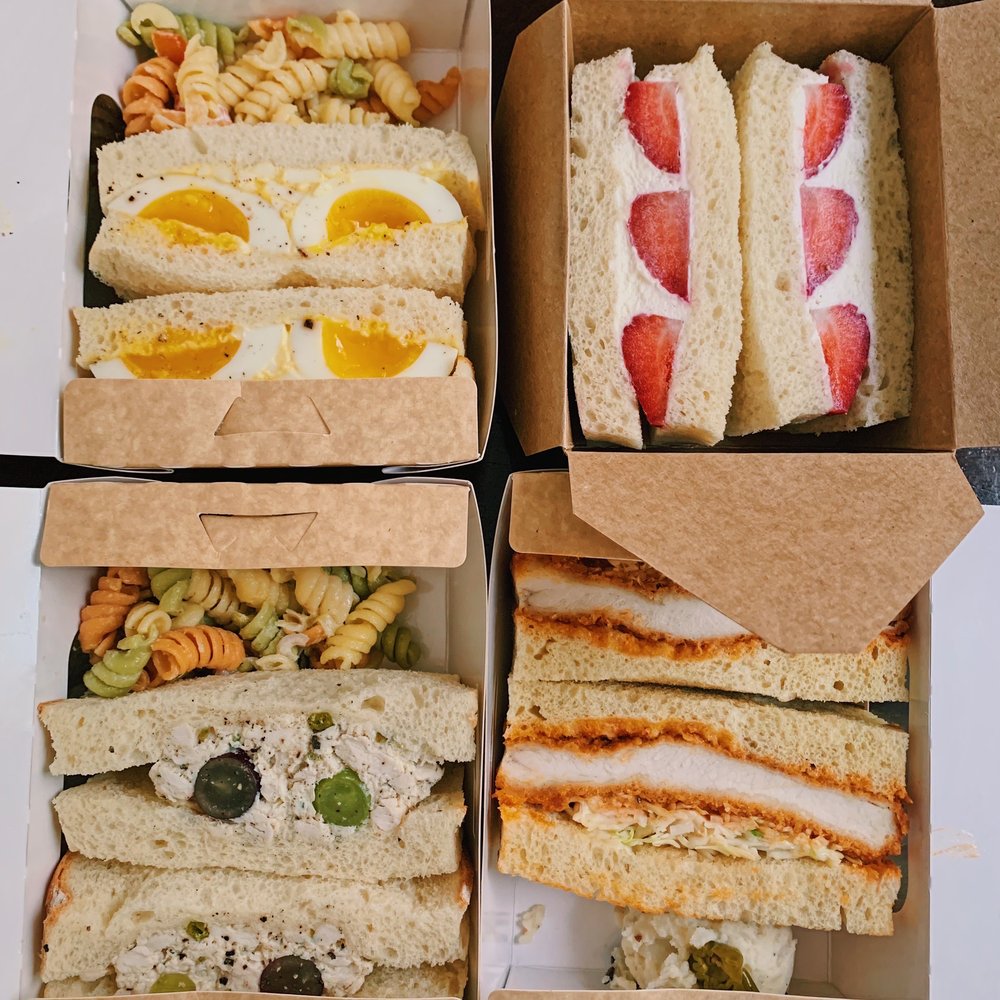 Sandoitchi - egg salad, chicken salad, spicy chicken katsu, strawberry cream - Japanese Near Me - Dallas, Texas Sandoitchi - egg salad, chicken salad, spicy chicken katsu, strawberry cream - Japanese Near Me - Dallas, Texas