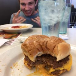 Steak ’n Shake - Well if you look closely you'll see garlic salt on top of a Cajun burger lol but they fixed it and we got another one! So we're all good!