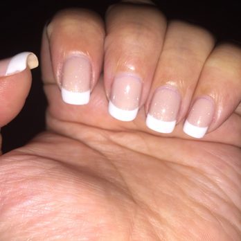 Just For You Nails Spa - Pretty French Sparkle Shellac by Vivian. - Nail Salons Near Me - Katy, Texas