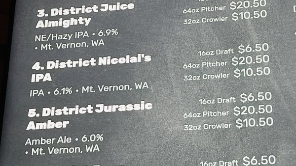 Menu photo 3 District Brewing Mount Vernon, WA Menu photo 3 District Brewing Mount Vernon, WA