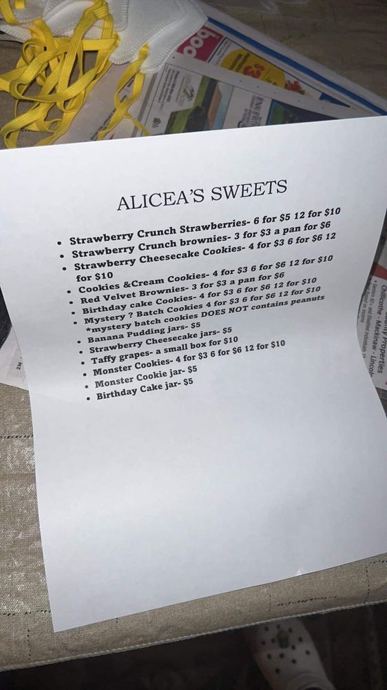ALICEA’S SWEETS Updated September 2024 4230 Sanders View, Colorado