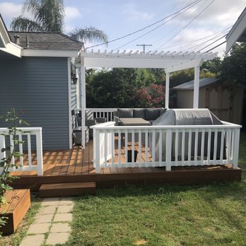 Danny Deck Construction - Side view with stair, gate, and crawl space hatch they built to match the deck. - Decks & Railing Near Me - Tarzana, California