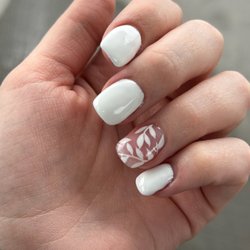 CDA Nails - Acrylic white full set with a lovely design